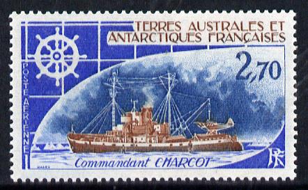 French Southern & Antarctic Territories 1976 Commandant Charcot (ice patrol ship) 2f70 unmounted mint SG 105, stamps on , stamps on  stamps on polar, stamps on  stamps on ships