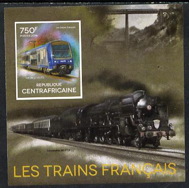 Central African Republic 2014 Trains of France #1 imperf deluxe sheetlet unmounted mint. Note this item is privately produced and is offered purely on its thematic appeal, stamps on railways