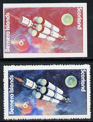 Bernera 1978 Spacecraft 6p imperf single with black omitted plus perf normal unmounted mint , stamps on , stamps on  stamps on space