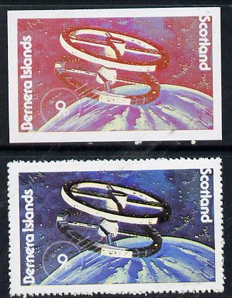 Bernera 1978 Spacecraft 9p imperf single with black omitted plus perf normal unmounted mint , stamps on , stamps on  stamps on space