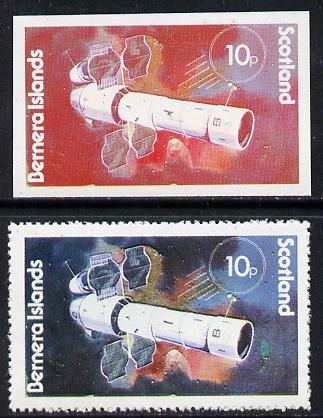 Bernera 1978 Spacecraft 10p imperf single with black omitted plus perf normal unmounted mint , stamps on space