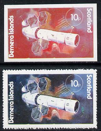 Bernera 1978 Spacecraft 10p imperf single with black omitted plus perf normal unmounted mint , stamps on , stamps on  stamps on space