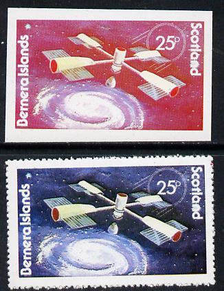 Bernera 1978 Spacecraft 25p imperf single with black omitted plus perf normal unmounted mint , stamps on , stamps on  stamps on space