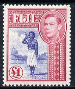 Fiji 1938-55 KG6 £1 Police Bugler mounted mint SG 266b, stamps on , stamps on  kg6 , stamps on police, stamps on 