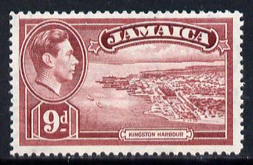 Jamaica 1938-52 KG6 Kingston Harbour 9d lake unmounted mint, SG 129, stamps on , stamps on  stamps on , stamps on  stamps on  kg6 , stamps on  stamps on harbours