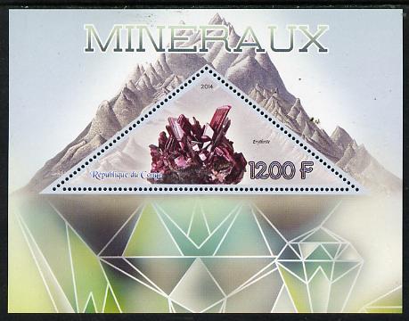 Congo 2014 Minerals perf s/sheet containing one triangular-shaped value unmounted mint , stamps on , stamps on  stamps on shaped, stamps on  stamps on triangular, stamps on  stamps on minerals