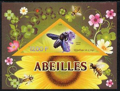 Congo 2014 Bees imperf s/sheet containing one triangular-shaped value unmounted mint , stamps on , stamps on  stamps on shaped, stamps on  stamps on triangular, stamps on  stamps on bees