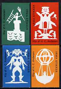 Match Box Labels - complete set of 4 Han Christian Anderson, superb unused condition (Danish), stamps on literature