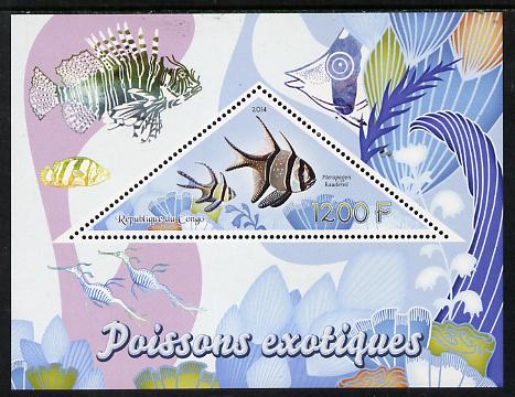 Congo 2014 Fish perf s/sheet containing one triangular-shaped value unmounted mint , stamps on , stamps on  stamps on shaped, stamps on  stamps on triangular, stamps on  stamps on fish