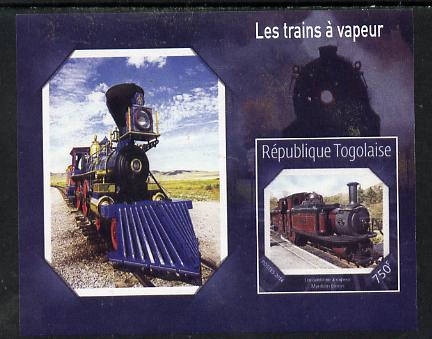 Togo 2014 Steam Locomotives imperf s/sheet E unmounted mint. Note this item is privately produced and is offered purely on its thematic appeal, stamps on , stamps on  stamps on railways