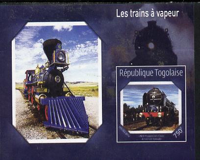 Togo 2014 Steam Locomotives imperf s/sheet H unmounted mint. Note this item is privately produced and is offered purely on its thematic appeal, stamps on , stamps on  stamps on railways