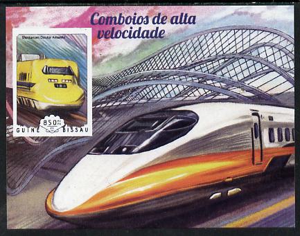 Guinea - Bissau 2014 High Speed Trains #2 imperf deluxe sheet unmounted mint. Note this item is privately produced and is offered purely on its thematic appeal, stamps on , stamps on  stamps on railways