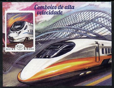 Guinea - Bissau 2014 High Speed Trains #3 imperf deluxe sheet unmounted mint. Note this item is privately produced and is offered purely on its thematic appeal, stamps on , stamps on  stamps on railways