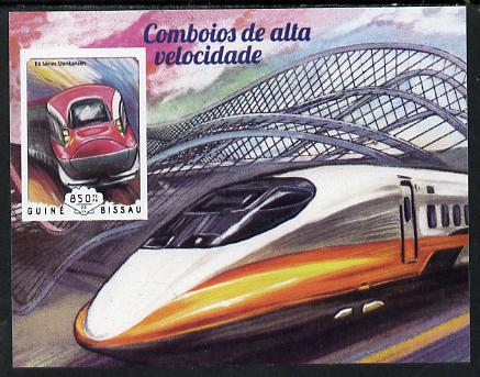 Guinea - Bissau 2014 High Speed Trains #4 imperf deluxe sheet unmounted mint. Note this item is privately produced and is offered purely on its thematic appeal, stamps on , stamps on  stamps on railways