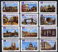 Match Box Labels - complete set of 12 Views of London, superb unused condition (News Kiosks Ltd), stamps on , stamps on  stamps on tourism     london