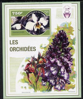 Niger Republic 2014 Orchids #1 imperf s/sheet unmounted mint. Note this item is privately produced and is offered purely on its thematic appeal, stamps on , stamps on  stamps on flowers, stamps on  stamps on orchids