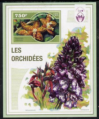 Niger Republic 2014 Orchids #2 imperf s/sheet unmounted mint. Note this item is privately produced and is offered purely on its thematic appeal, stamps on flowers, stamps on orchids