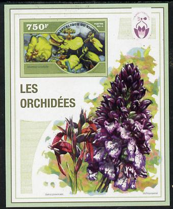 Niger Republic 2014 Orchids #3 imperf s/sheet unmounted mint. Note this item is privately produced and is offered purely on its thematic appeal, stamps on , stamps on  stamps on flowers, stamps on  stamps on orchids