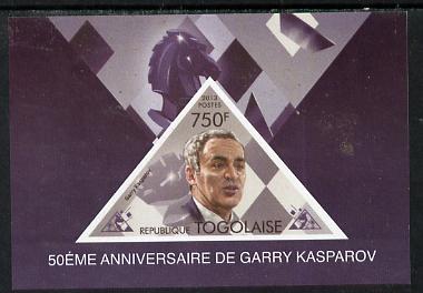 Togo 2013 50th Birthday of Garry Kasparov #1 imperf s/sheet containing triangular value unmounted mint. Note this item is privately produced and is offered purely on its ..., stamps on chess, stamps on triangulars, stamps on triangle, stamps on personalities