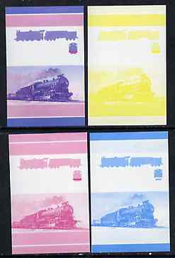 St Vincent - Union Island 75c Locomotive CR Class C 4-6-0 set of 4 imperf se-tenant proof pairs printed in magenta, blue, yellow and magenta & blue composite unmounted mint, stamps on , stamps on  stamps on railways