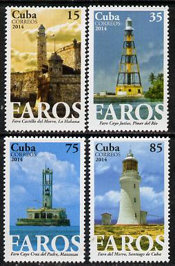 Cuba 2014 Lighthouses perf set of 4 unmounted mint, stamps on , stamps on  stamps on lighthouses