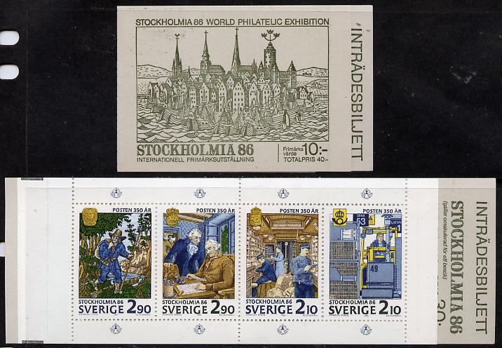 Booklet - Sweden 1986 Stockholmoa 86 (Stamp Exhibition) 10k booklet complete and fine, SG SB 393, stamps on stamp exhibitions, stamps on postal