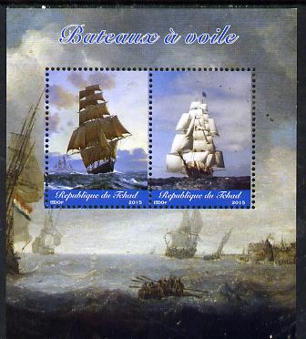 Chad 2015 Sailing Ships perf sheetlet containing 2 values unmounted mint. Note this item is privately produced and is offered purely on its thematic appeal. . , stamps on ships
