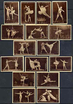 Match Box Labels - complete set of 16 Ballet (sepia background), superb unused condition (Russian)