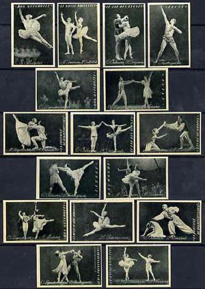 Match Box Labels - complete set of 16 Ballet (grey background), superb unused condition (Russian), stamps on ballet     dancing    entertainments