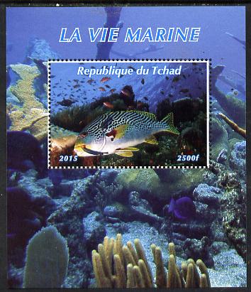 Chad 2015 Marine Life #2 perf deluxe sheet unmounted mint. Note this item is privately produced and is offered purely on its thematic appeal. . , stamps on marinw life, stamps on fish