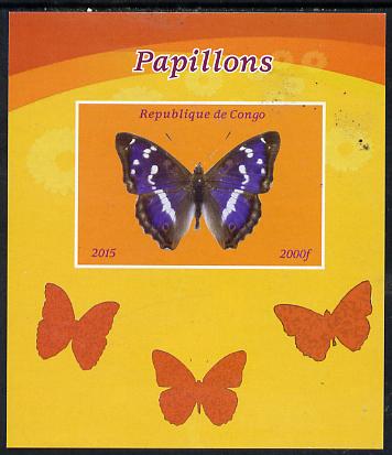 Congo 2015 Butterflies #2 imperf deluxe sheet unmounted mint. Note this item is privately produced and is offered purely on its thematic appeal, stamps on , stamps on  stamps on butterflies