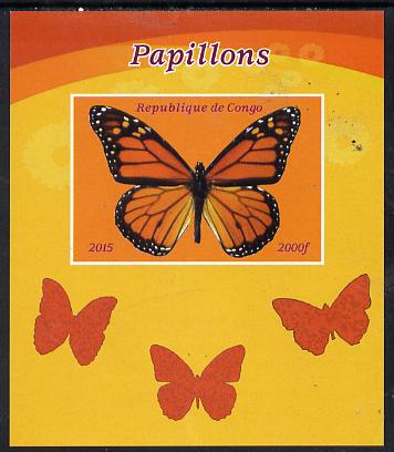 Congo 2015 Butterflies #3 imperf deluxe sheet unmounted mint. Note this item is privately produced and is offered purely on its thematic appeal, stamps on , stamps on  stamps on butterflies