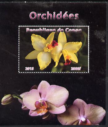 Congo 2015 Orchids #2 perf deluxe sheet unmounted mint. Note this item is privately produced and is offered purely on its thematic appeal, stamps on , stamps on  stamps on flowers, stamps on  stamps on orchids