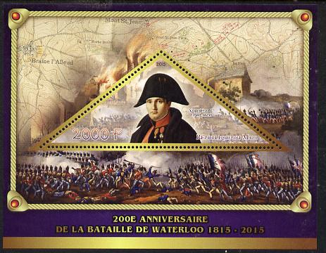 Mali 2015 Napoleon - 200th Anniversary of Battle of Waterloo perf deluxe sheet containing one triangular value unmounted mint, stamps on , stamps on  stamps on personalities, stamps on  stamps on napoleon, stamps on  stamps on militaria, stamps on  stamps on shaped, stamps on  stamps on triangular  , stamps on  stamps on dictators.