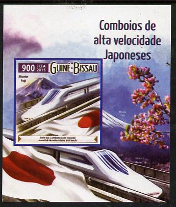 Guinea - Bissau 2015 Japanese High Speed Trains #1 imperf deluxe sheet unmounted mint. Note this item is privately produced and is offered purely on its thematic appeal, stamps on , stamps on  stamps on railways