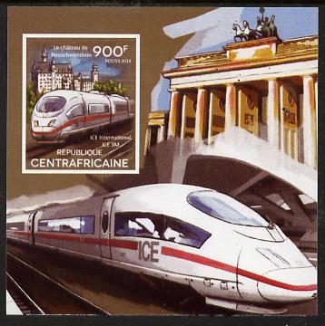 Central African Republic 2015 High Speed Trains #3 imperf deluxe sheet unmounted mint. Note this item is privately produced and is offered purely on its thematic appeal, stamps on , stamps on  stamps on railways