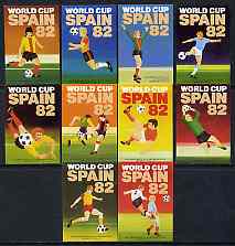 Match Box Labels - complete set of 10 World Cup Football 1982, superb unused condition (Cornish Match Co), stamps on , stamps on  stamps on football, stamps on  stamps on sport