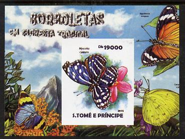 St Thomas & Prince Islands 2015 Butterflies #1 imperf deluxe m/sheet unmounted mint. Note this item is privately produced and is offered purely on its thematic appeal, stamps on , stamps on  stamps on butterflies, stamps on  stamps on 