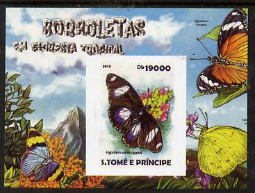 St Thomas & Prince Islands 2015 Butterflies #4 imperf deluxe m/sheet unmounted mint. Note this item is privately produced and is offered purely on its thematic appeal, stamps on , stamps on  stamps on butterflies, stamps on  stamps on 