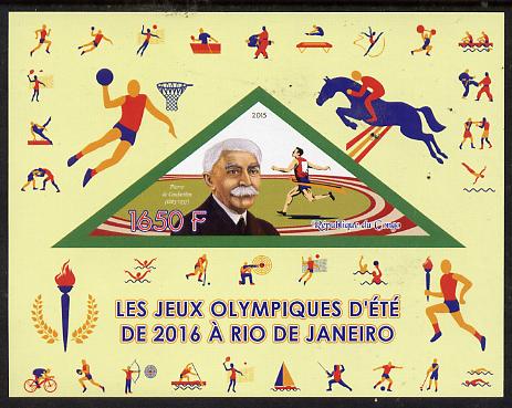 Congo 2015 Rio Olympic Games imperf deluxe sheet containing one triangular value unmounted mint, stamps on olympics, stamps on horses, stamps on basketball, stamps on shaped, stamps on triangular