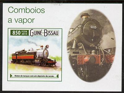 Guinea - Bissau 2015 Steam Trains #8 imperf deluxe sheet unmounted mint. Note this item is privately produced and is offered purely on its thematic appeal, stamps on , stamps on  stamps on railways