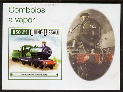 Guinea - Bissau 2015 Steam Trains #6 imperf deluxe sheet unmounted mint. Note this item is privately produced and is offered purely on its thematic appeal, stamps on , stamps on  stamps on railways