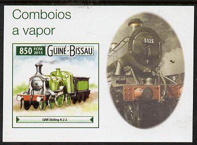 Guinea - Bissau 2015 Steam Trains #7 imperf deluxe sheet unmounted mint. Note this item is privately produced and is offered purely on its thematic appeal, stamps on , stamps on  stamps on railways