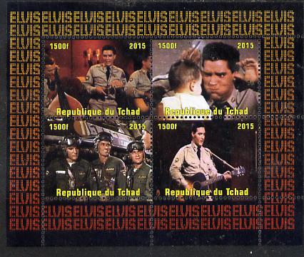 Chad 2015 Elvis Presley #1 perf sheetlet containing 4 values unmounted mint. Note this item is privately produced and is offered purely on its thematic appeal. . , stamps on , stamps on  stamps on personalities, stamps on  stamps on elvis, stamps on  stamps on music, stamps on  stamps on films, stamps on  stamps on cinema, stamps on  stamps on movies, stamps on  stamps on pops, stamps on  stamps on rock