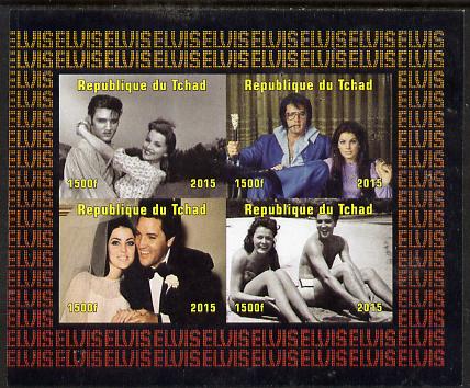 Chad 2015 Elvis Presley #8 imperf sheetlet containing 4 values unmounted mint. Note this item is privately produced and is offered purely on its thematic appeal. . , stamps on personalities, stamps on elvis, stamps on music, stamps on films, stamps on cinema, stamps on movies, stamps on pops, stamps on rock