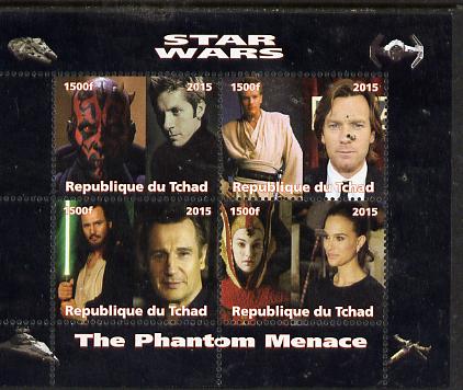 Chad 2015 Star Wars - The Phantom Menace perf sheetlet containing 4 values unmounted mint. Note this item is privately produced and is offered purely on its thematic appeal. . , stamps on , stamps on  stamps on films, stamps on  stamps on cinema, stamps on  stamps on movies, stamps on  stamps on  tv , stamps on  stamps on sci-fi, stamps on  stamps on 