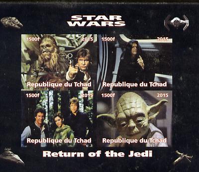 Chad 2015 Star Wars - Return of the Jedi imperf sheetlet containing 4 values unmounted mint. Note this item is privately produced and is offered purely on its thematic appeal. . , stamps on , stamps on  stamps on films, stamps on  stamps on cinema, stamps on  stamps on movies, stamps on  stamps on  tv , stamps on  stamps on sci-fi, stamps on  stamps on 