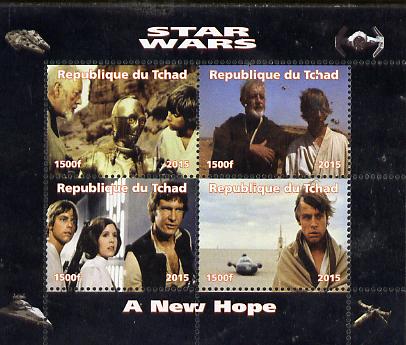 Chad 2015 Star Wars - A New Hope perf sheetlet containing 4 values unmounted mint. Note this item is privately produced and is offered purely on its thematic appeal. . , stamps on , stamps on  stamps on films, stamps on  stamps on cinema, stamps on  stamps on movies, stamps on  stamps on  tv , stamps on  stamps on sci-fi, stamps on  stamps on 