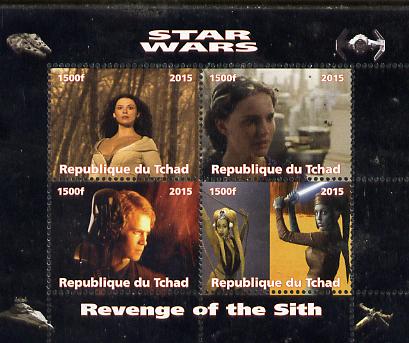 Chad 2015 Star Wars - Revenge of the Sith perf sheetlet containing 4 values unmounted mint. Note this item is privately produced and is offered purely on its thematic appeal. . , stamps on , stamps on  stamps on films, stamps on  stamps on cinema, stamps on  stamps on movies, stamps on  stamps on  tv , stamps on  stamps on sci-fi, stamps on  stamps on 