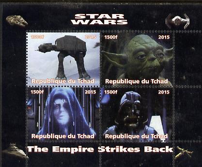 Chad 2015 Star Wars - The Empire Strikes Back perf sheetlet containing 4 values unmounted mint. Note this item is privately produced and is offered purely on its thematic appeal. . , stamps on films, stamps on cinema, stamps on movies, stamps on  tv , stamps on sci-fi, stamps on 